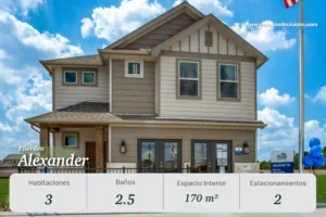 Casa modelo Alexander en la comunidad Ellerden, diseño moderno con 3 recámaras en Tomball, Texas. 