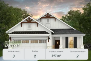 Casa modelo Barrett en Ellerden, 3 habitaciones y 2 baños en la comunidad de Tomball, Texas. 