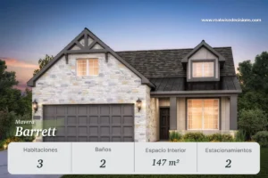 Barrett en Mavera Conroe Texas ofrece 3 habitaciones, 2 baños y 147 m². Una opción funcional y moderna dentro de los bienes raíces en Texas, ideal para invertir en Houston con comodidad y diseño.