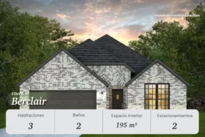 Casa modelo Berclair en Ellerden, diseño amplio de 3 habitaciones en Tomball, Texas. 