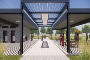 Áreas sociales cubiertas en Ellerden, comunidad en Tomball Texas con espacios para familias