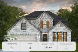 Casa modelo Farwell en Ellerden, diseño moderno con 3 recámaras en Tomball, Texas. 