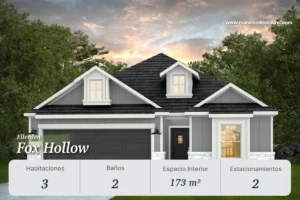 Casa modelo Fox Hollow en Ellerden, 3 habitaciones y 2 baños en Tomball, Texas. 