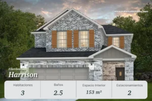 Casa modelo Harrison en Ellerden, 3 habitaciones y 2.5 baños en comunidad moderna de Tomball 