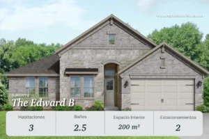 Casa modelo The Edward B en Sunterra, comunidad con Crystal Lagoons en Texas. Diseño moderno y espacios amplios para familias e inversionistas. 